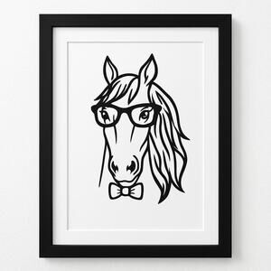 Quirky Horse Portrait 3D Art Print 8x10 Frame Horse Glasses & Bow Tie Whimsical